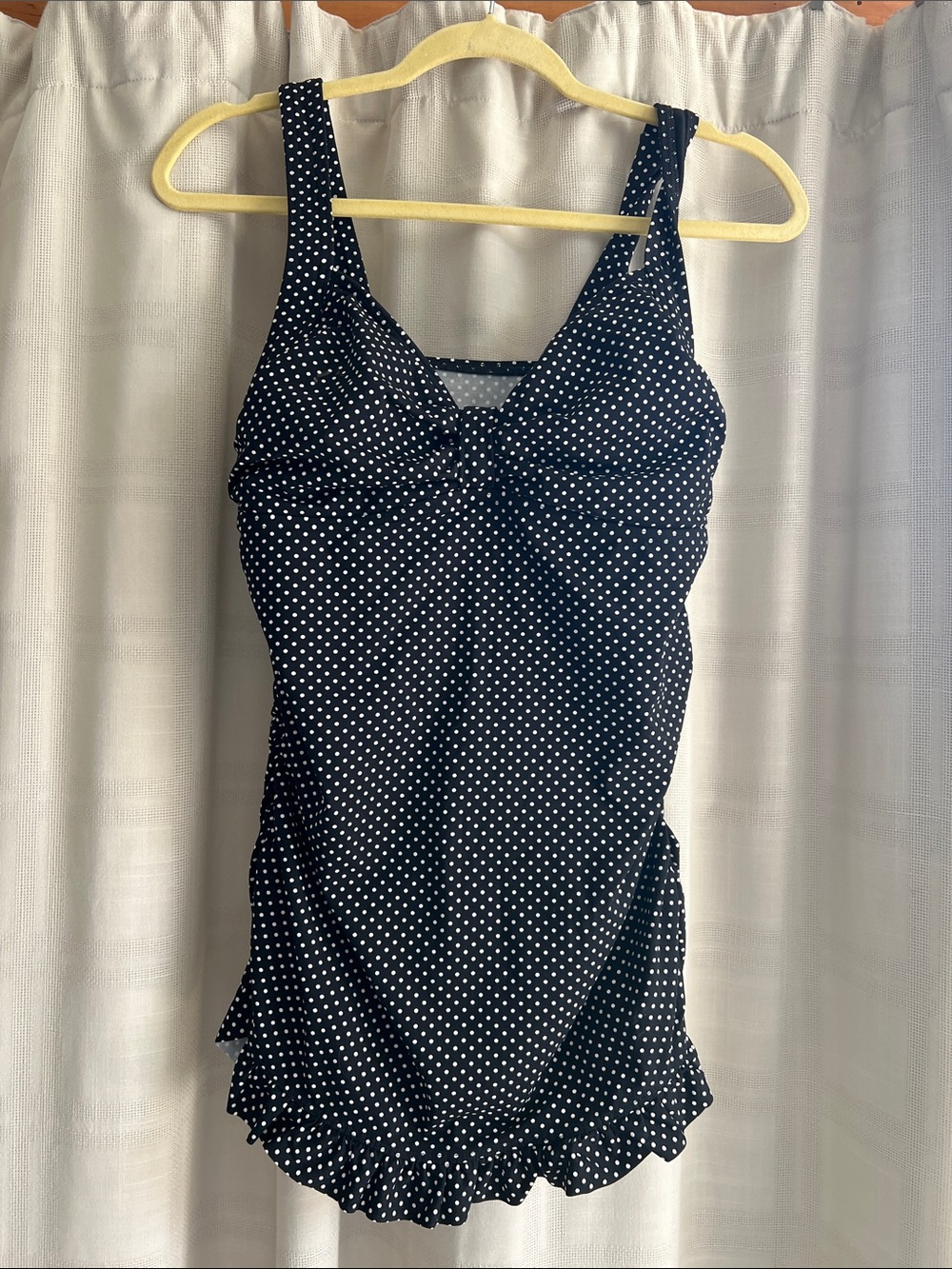 Lands' End Black & White Polka Dot Tankini Top 12